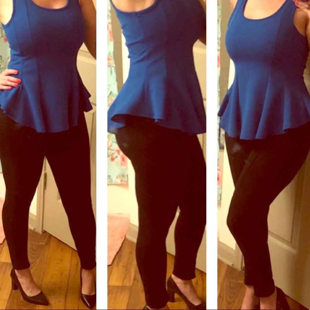 Super cute blue peplum top